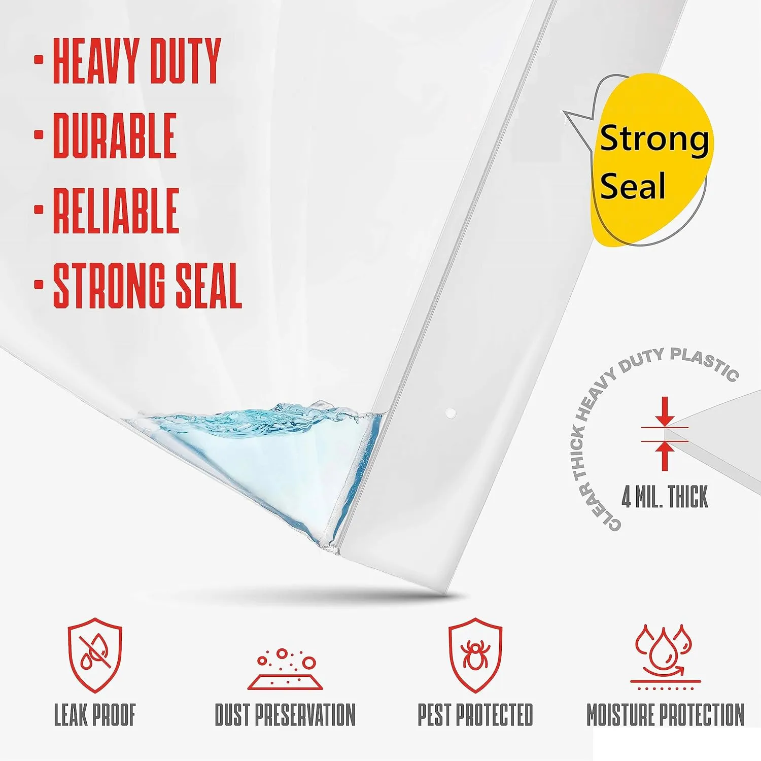 ( 30Count) - EXTREME THICK 4 MILL- XL Super Spacious Strong Clear Big Bags, ZIPPER TOP Heavy Duty Mill,18x24'' Plastic Food Storage Bags For Clothing, Toys, Storage, Moving, Organization