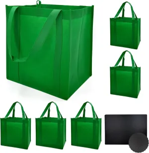 10 or 6 Pack Reusable Reinforced Handle Grocery Bags Heavy Duty Large Shopping Totes Thick Plastic Bottom can hold 45 lbs