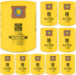 10 Packs Type I 90672 Vacuum Bags Replacement for Shop-Vac 10-14 Gallon Bags Replace Part 9066233 9066200 9067200 9067233 High-Efficiency Disposable Collection Filter Bag VF2005