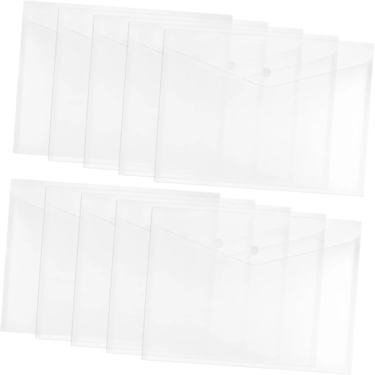 10 Pcs Clear Plastic Envelopes for Documents Transparent File Bags with Snap Closure Folders for Office School and Travel Organization