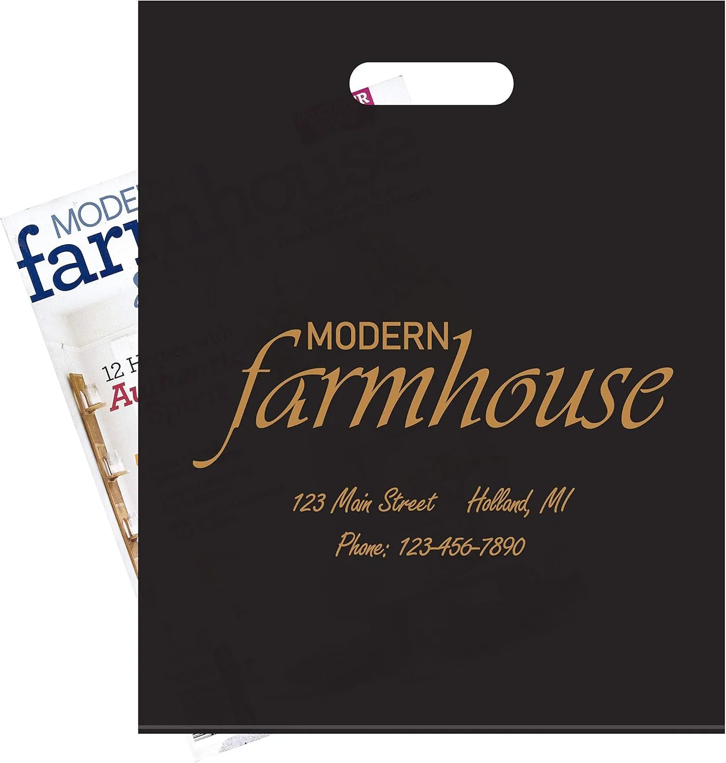 100 Black Frosted Merchandise Bag, 12"x15" with Die Cut Handle, No Gusset, 2.0 Mil.