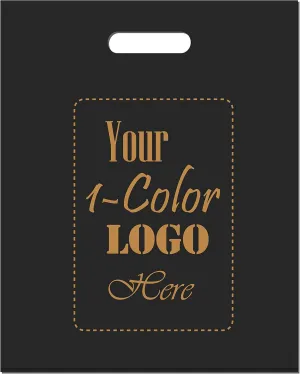 100 Black Frosted Merchandise Bag, 12"x15" with Die Cut Handle, No Gusset, 2.0 Mil.