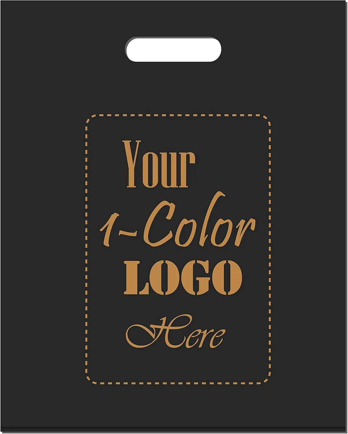 100 Black Frosted Merchandise Bag, 12"x15" with Die Cut Handle, No Gusset, 2.0 Mil.