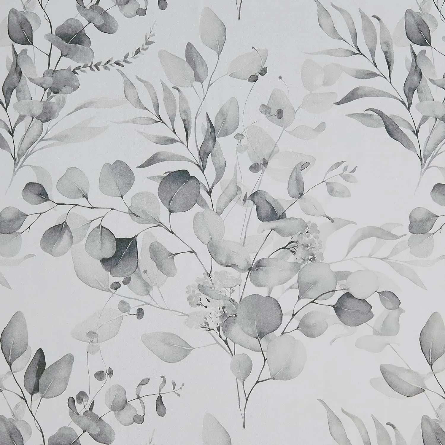 100% Blackout Floral Curtains for Bedroom, Grey Floral Patterned Curtains 63 Inches Long Living Room Darkening Thermal Insulated Window Curtains Leaf Printed Drapes, Grommet Curtains 2 Panels
