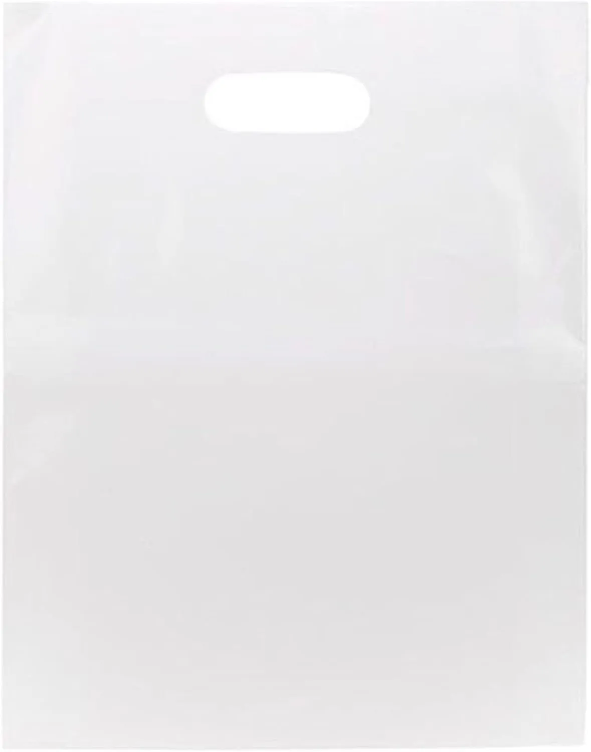100 Clear Handle Bags 12x15, Extra Thick 2.25 Mil Retail Plastic Shopping Merchandise Gift Bags Tear Resistant Strong Durable Anti Stretch For Small Business LDPE Die Cut, ClearBags, 100% Recyclable