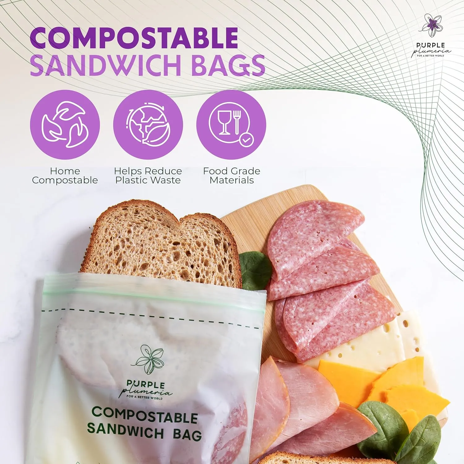 100% Compostable Resealable Food Storage Bags – Biobased, Leak-Proof, Freezer-Safe – Extra Strong & Durable – Available in Gallon, Snack & Sandwich Sizes (Sandwich)