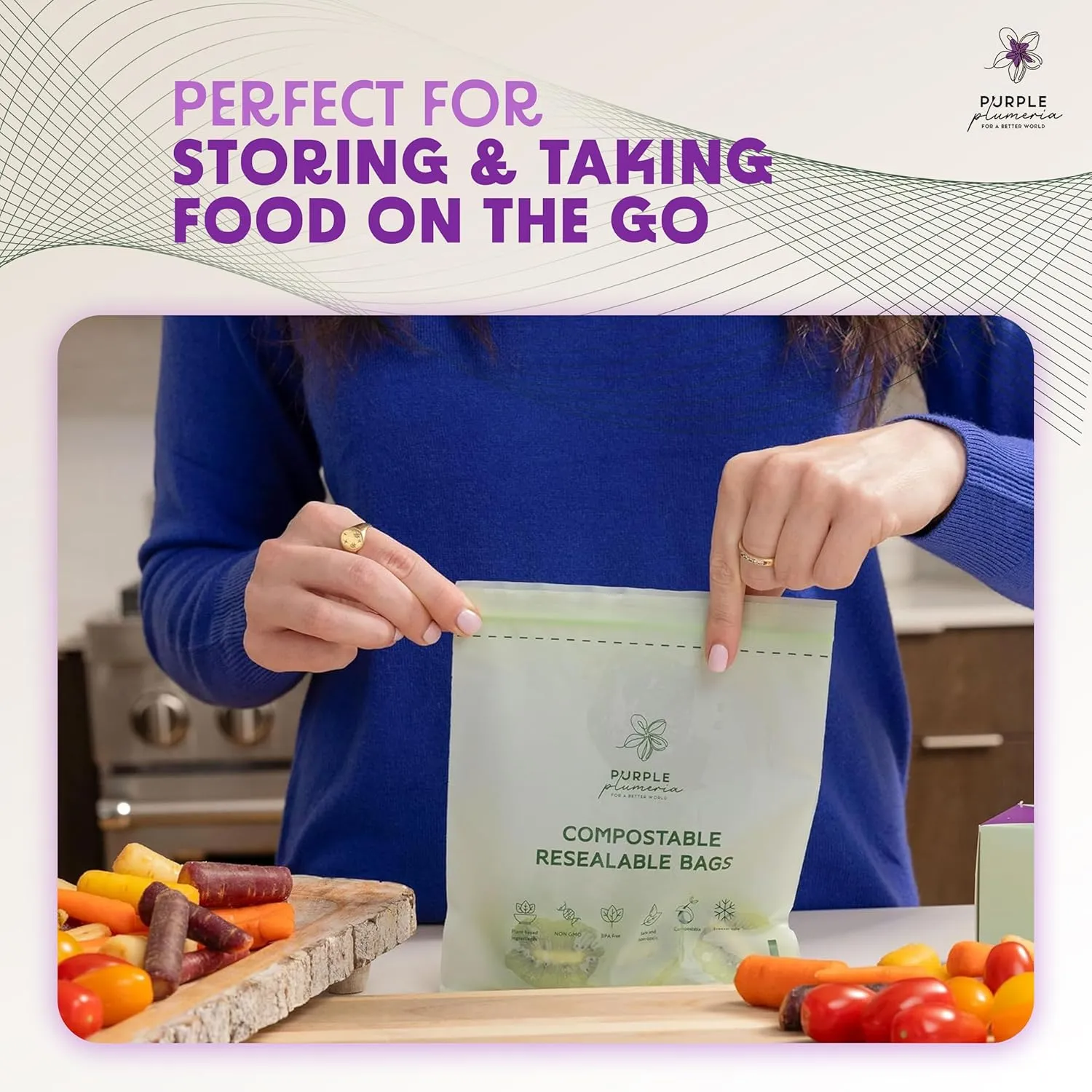 100% Compostable Resealable Food Storage Bags – Biobased, Leak-Proof, Freezer-Safe – Extra Strong & Durable – Available in Gallon, Snack & Sandwich Sizes (Sandwich)