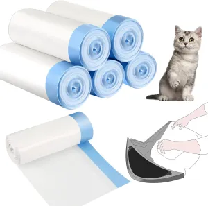 100 Count Cat litter Box Liners Waste Drawer Liners Bags Compatible with Litter - Robot 3/4 Thick inserts sacks 9-11 Gallons(Cute)