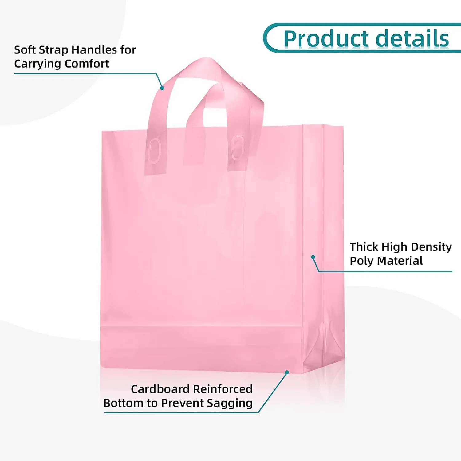 100 Pcs Frosted Plastic Gift Bags with Handles for Small Business Clear Shopping Bags with Cardboard Bottom,4 Sizes