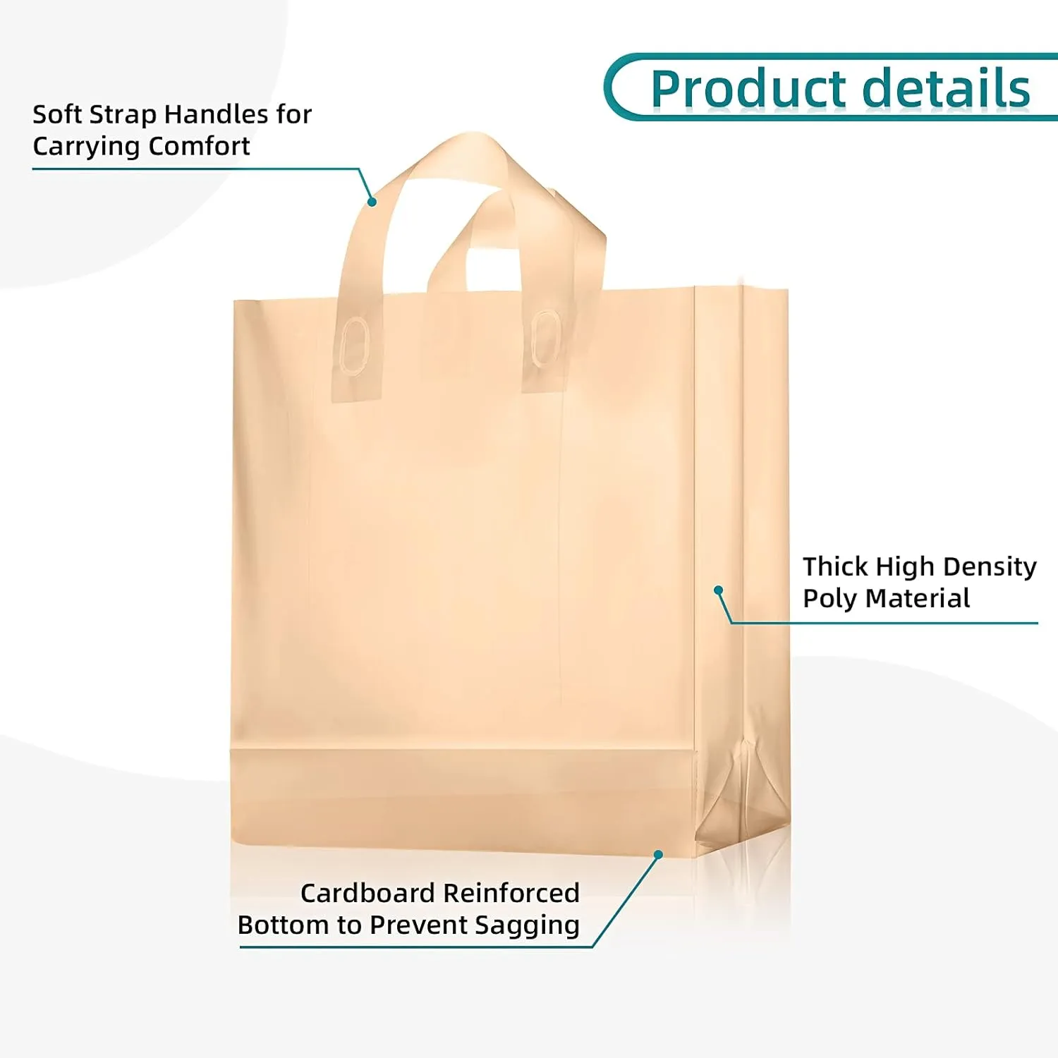 100 Pcs Frosted Plastic Gift Bags with Handles for Small Business Clear Shopping Bags with Cardboard Bottom,4 Sizes