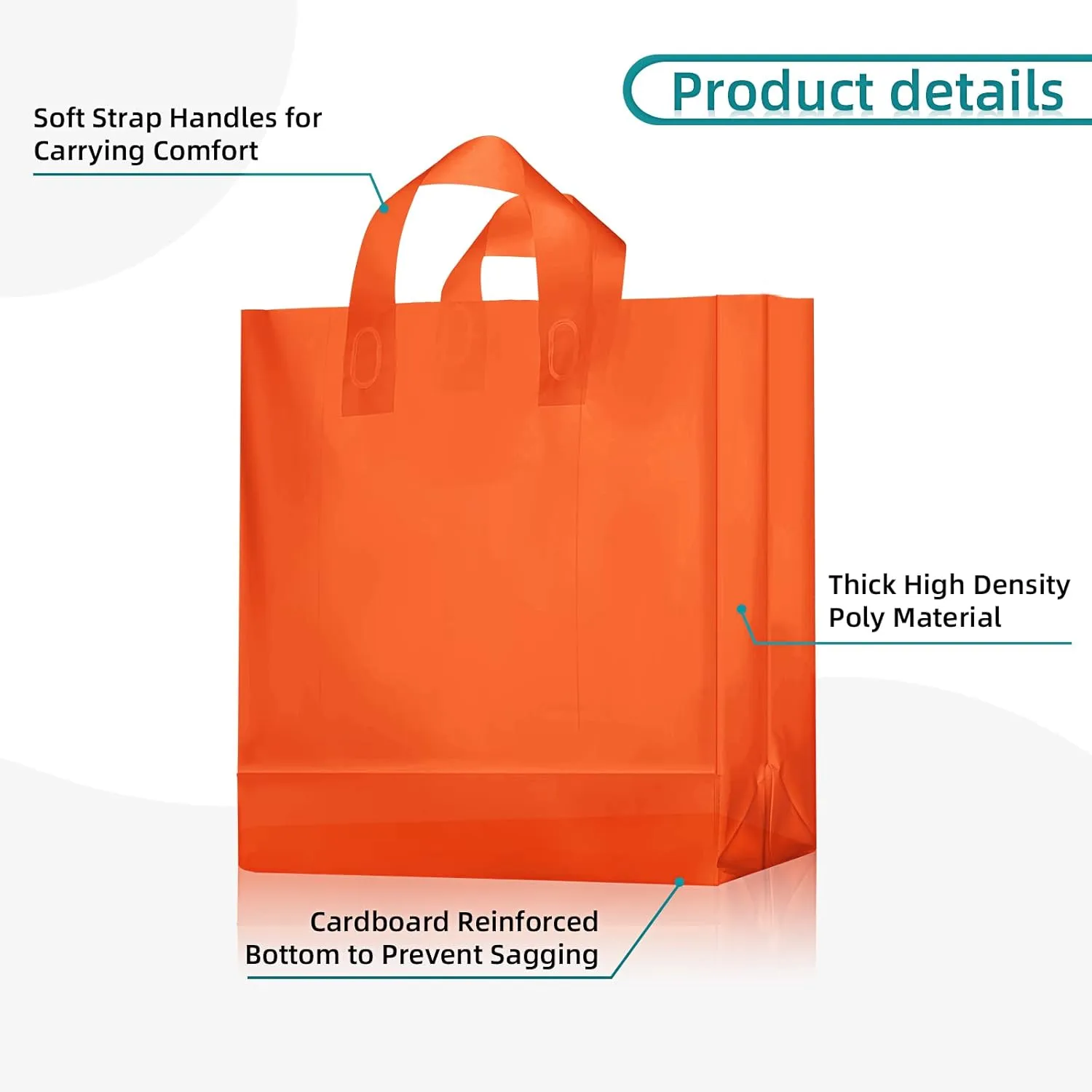 100 Pcs Frosted Plastic Gift Bags with Handles for Small Business Clear Shopping Bags with Cardboard Bottom,4 Sizes