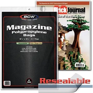 100 Resealable BCW Thick Magazine Poly Bags and 100 Magazine Backer Boards