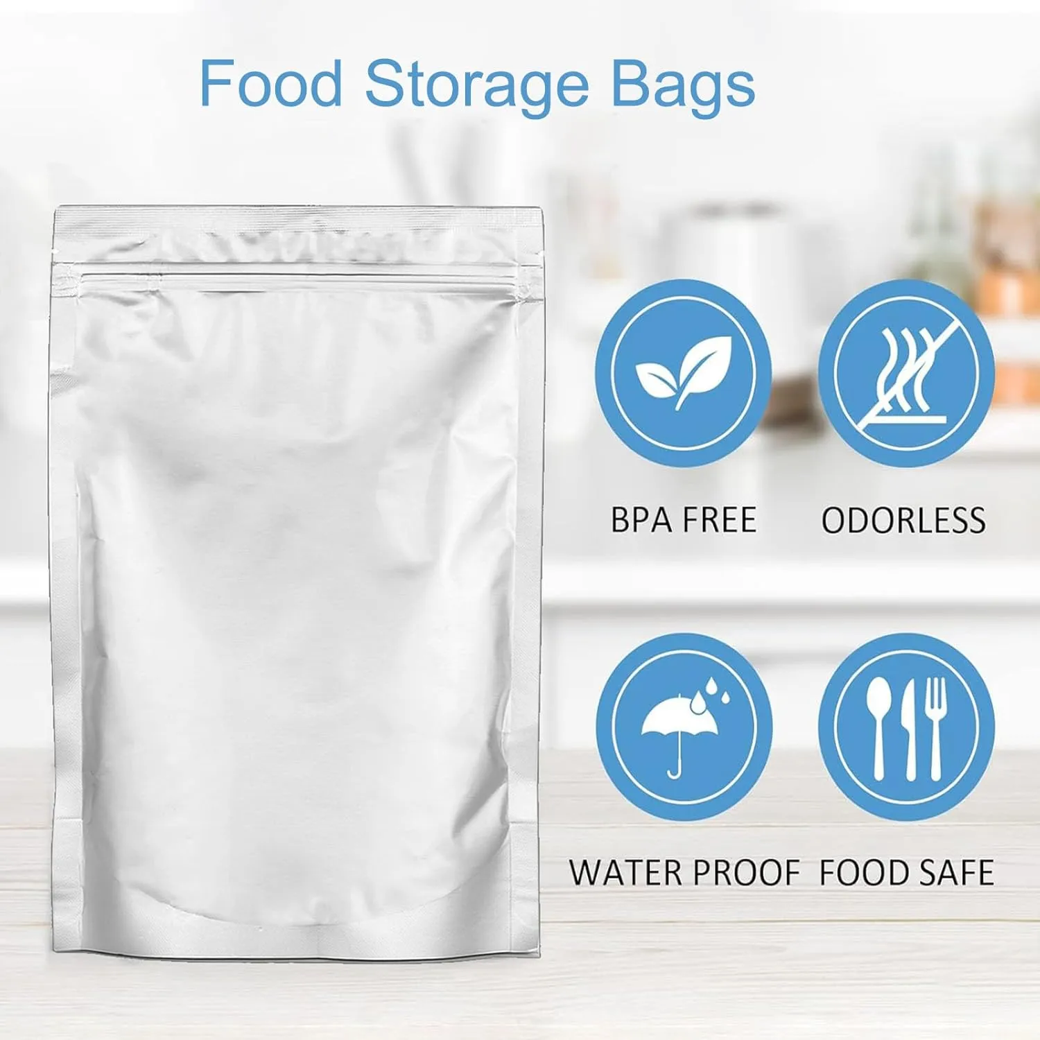 100pcs 1 Pint Mylar Bags - Thick 10 Mil - 5.5"x7.5" Stand Up Zipper Pouches Bags, Resealable and Heat Sealable Vacuum Sealing Bag for Long Term Food Storage