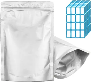 100pcs 1 Pint Mylar Bags - Thick 10 Mil - 5.5"x7.5" Stand Up Zipper Pouches Bags, Resealable and Heat Sealable Vacuum Sealing Bag for Long Term Food Storage