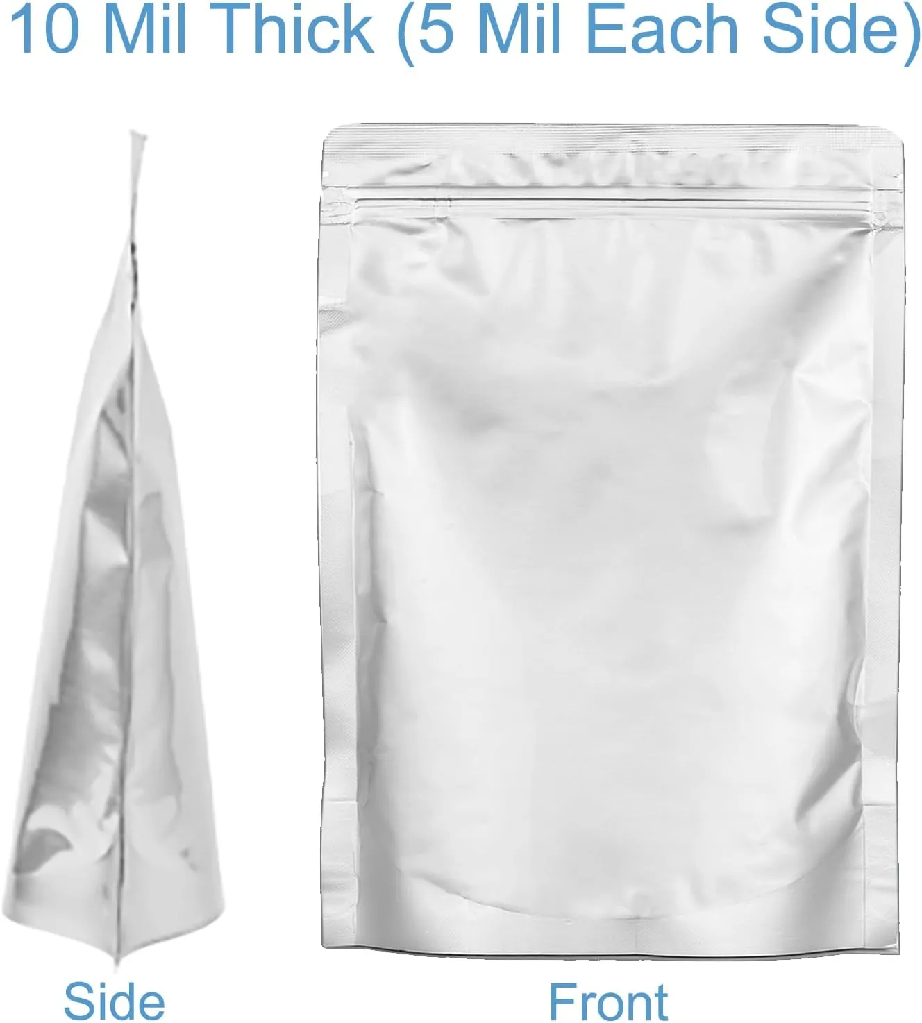 100pcs 1 Pint Mylar Bags - Thick 10 Mil - 5.5"x7.5" Stand Up Zipper Pouches Bags, Resealable and Heat Sealable Vacuum Sealing Bag for Long Term Food Storage