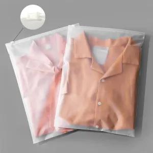 100pcs Clothing Packaging Bags for Shipping - 10x13 Inch Plastic Frosted Bags for Travel Storage or Small Businesses- Zipper Apparel Bag for Shirts, Socks, Underwear, and Documents -No Vent Holes