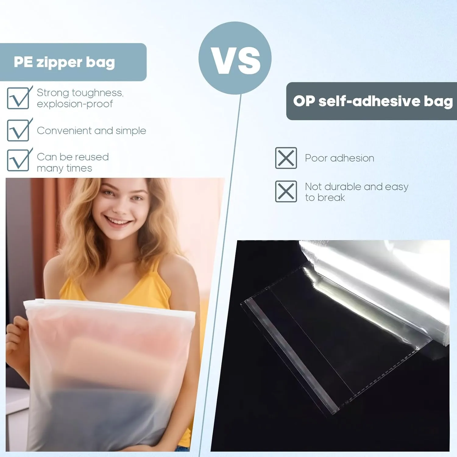 100pcs Clothing Packaging Bags for Shipping - 10x13 Inch Plastic Frosted Bags for Travel Storage or Small Businesses- Zipper Apparel Bag for Shirts, Socks, Underwear, and Documents -No Vent Holes
