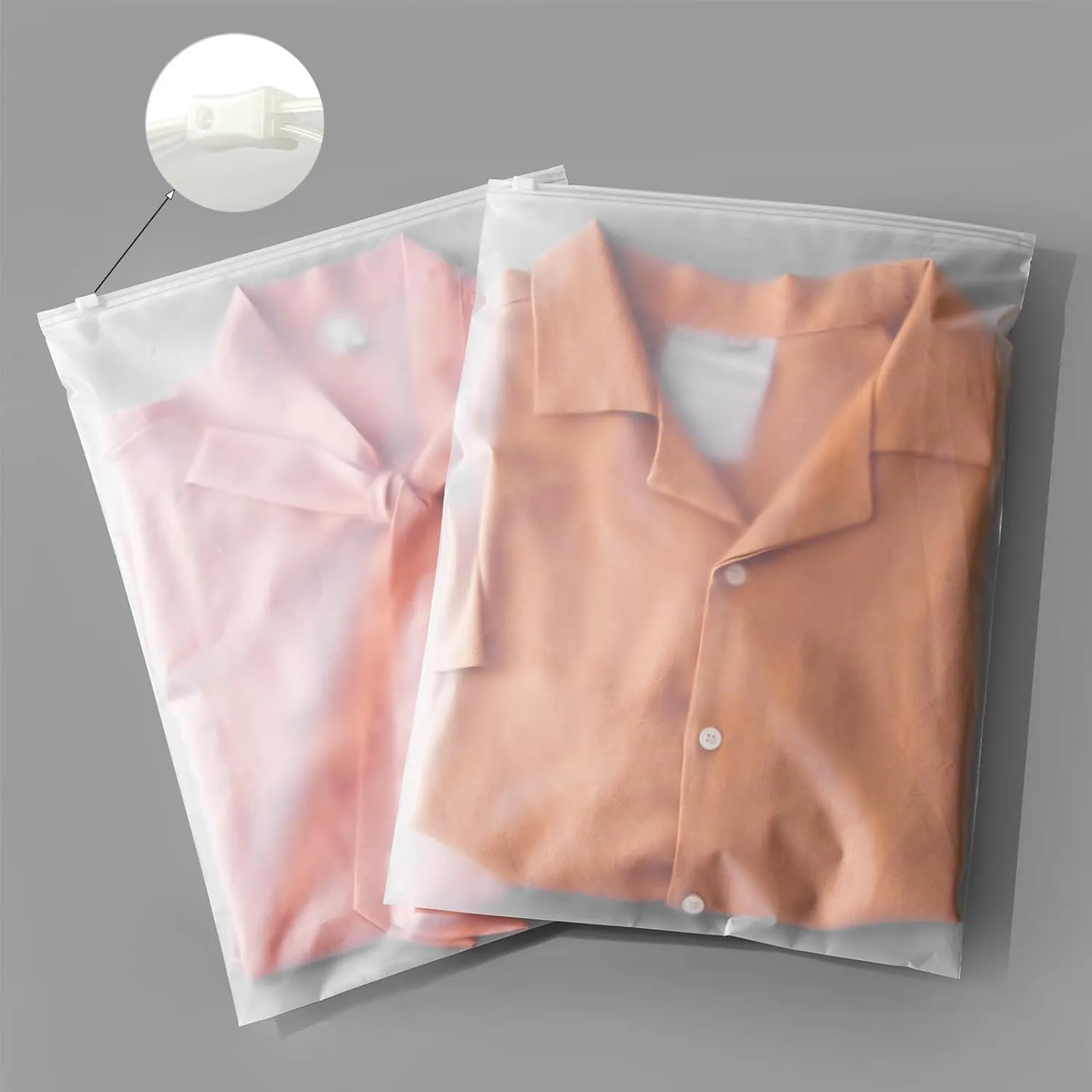 100pcs Clothing Packaging Bags for Shipping - 10x13 Inch Plastic Frosted Bags for Travel Storage or Small Businesses- Zipper Apparel Bag for Shirts, Socks, Underwear, and Documents -No Vent Holes