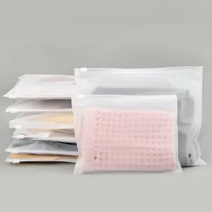 100Pcs Frosted Zipper Bags for Clothes, 10x8 inch Thick Frosted Plastic Packaging Bags with Vent Holes, Resealable with Slider Closure for Swimsuit T Shirt Packaging, 3 Mil