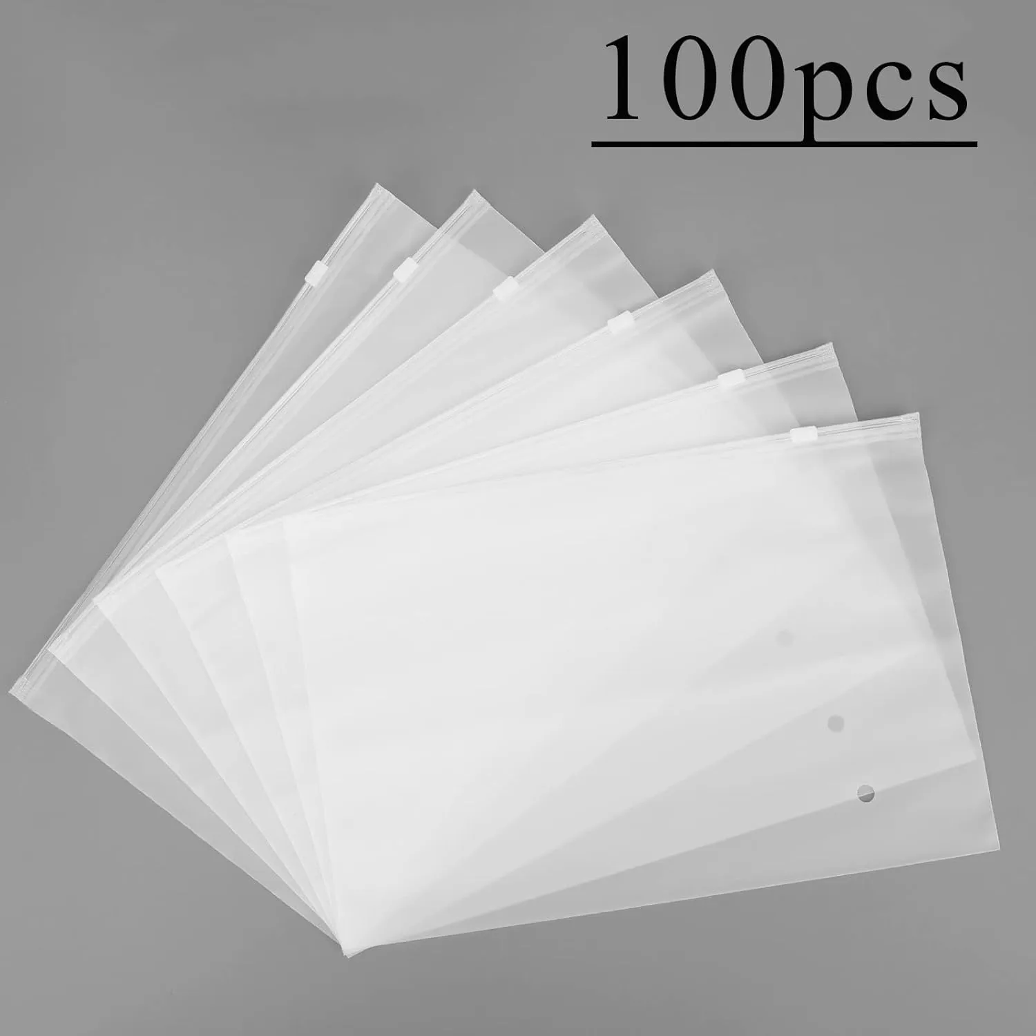100Pcs Frosted Zipper Bags for Clothes, 10x8 inch Thick Frosted Plastic Packaging Bags with Vent Holes, Resealable with Slider Closure for Swimsuit T Shirt Packaging, 3 Mil