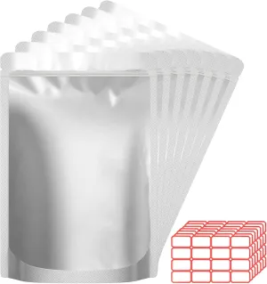 100pcs Mylar Bags 1 QUART - Thick 9.4 Mil - 7"x10" Airtight Vacuum Sealing Sealable Mylar Bags for Long Term Food Storage, Odor Free Heat Resistant - Light and Moisture Proof Fresh Saver Packs