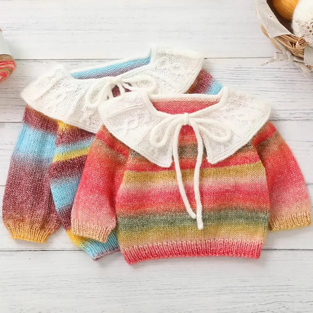 1154B Rainbow Gradient Yarn - 60% Cotton, 30% Acrylic, 10% Wool Blend - Soft Cake Yarn for Crochet Scarves, Shawls & Garments (3 Balls, 100g Each)