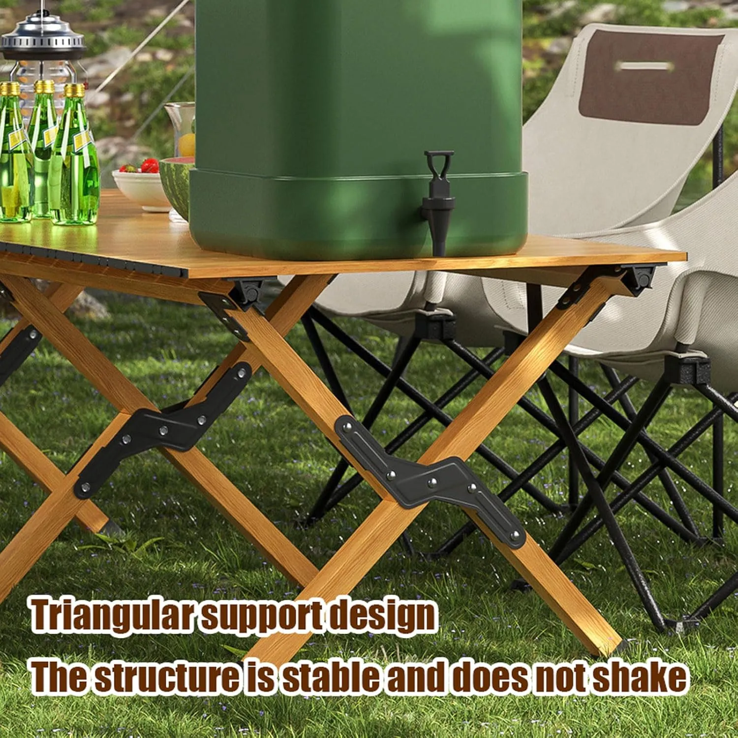 120cm Foldable Camping Table with Chair Set, Aluminum Roll-up Table Top Picnic Table Portable Lightweight Camping Furniture Set for BBQ Garden