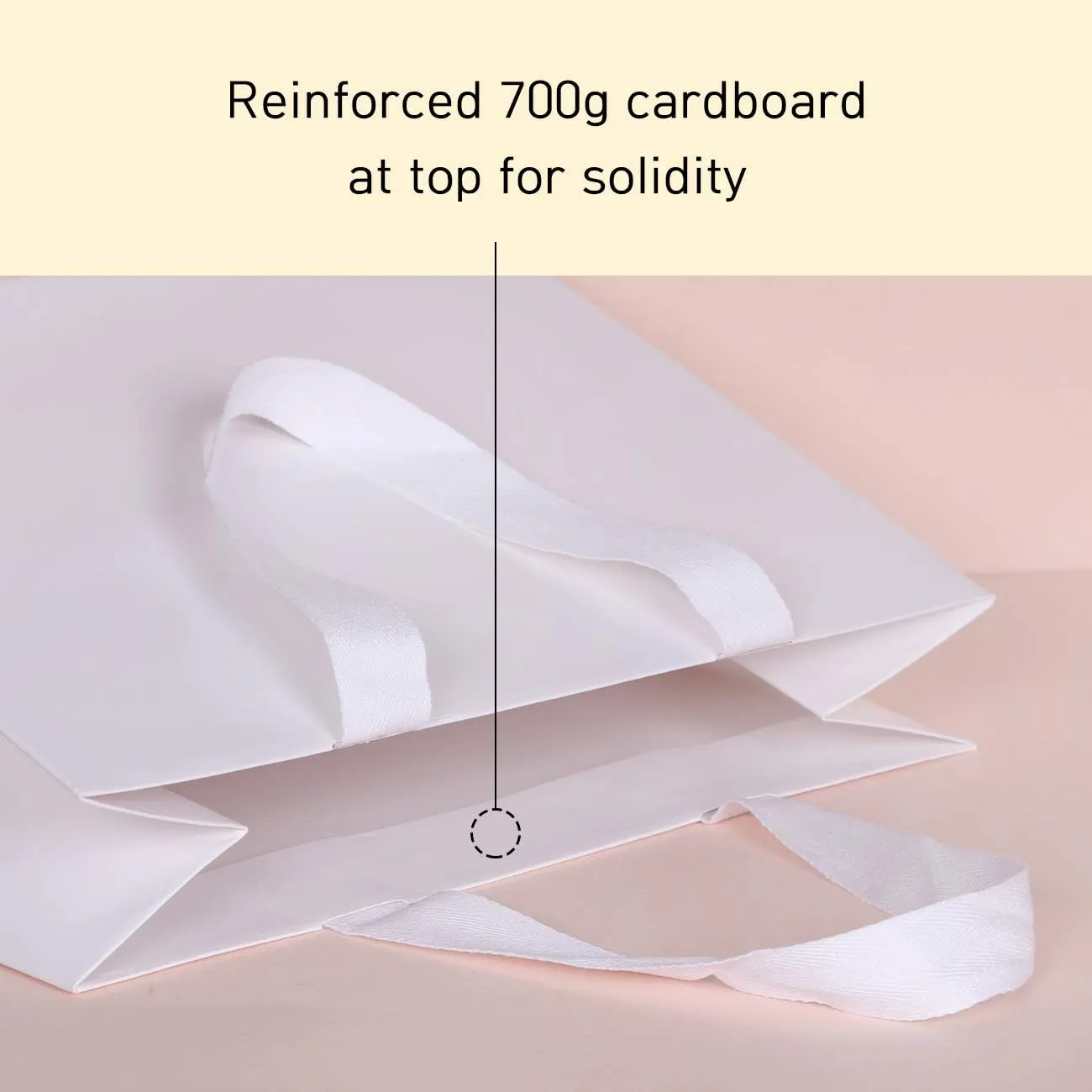 16pcs 9x3.9x6.3" (1) Small Size, White Paper Bags with White Cotton Handles, Thick Sturdy Durable Gift bags