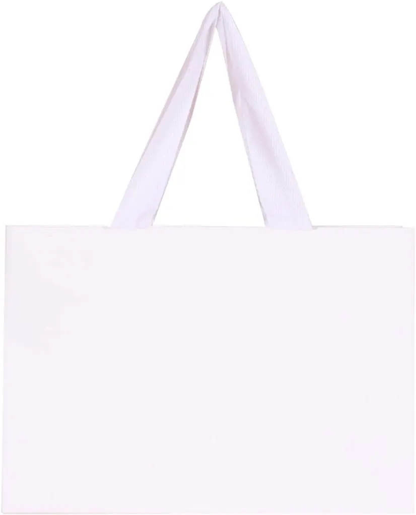 16pcs 9x3.9x6.3" (1) Small Size, White Paper Bags with White Cotton Handles, Thick Sturdy Durable Gift bags