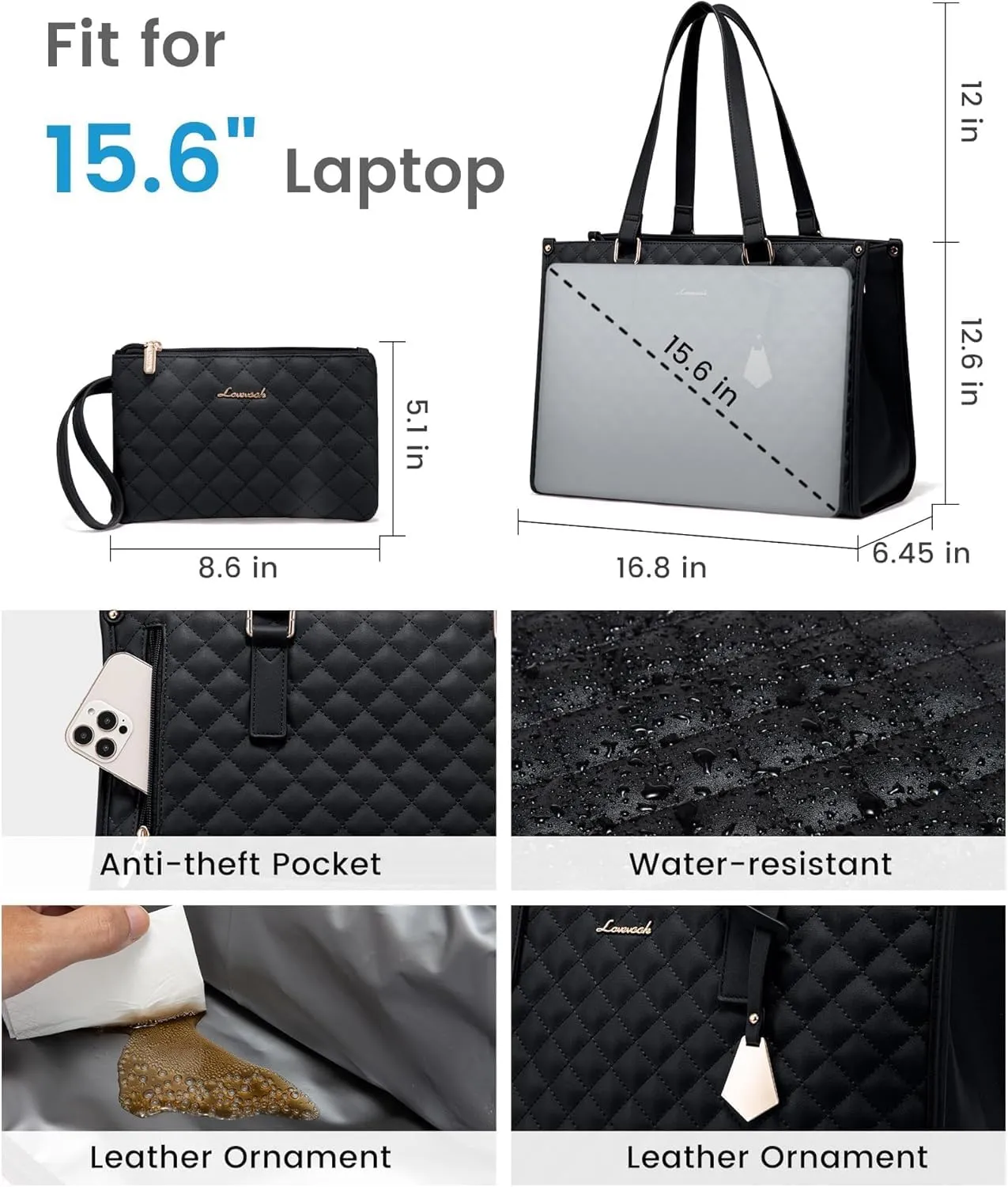 2 In 1 Tote Bag Lunch Bag Combo, Lunch Tote Bags for Women with Lunch Compartment, The Ultimate 2-in-1 Tote Bags (White)
