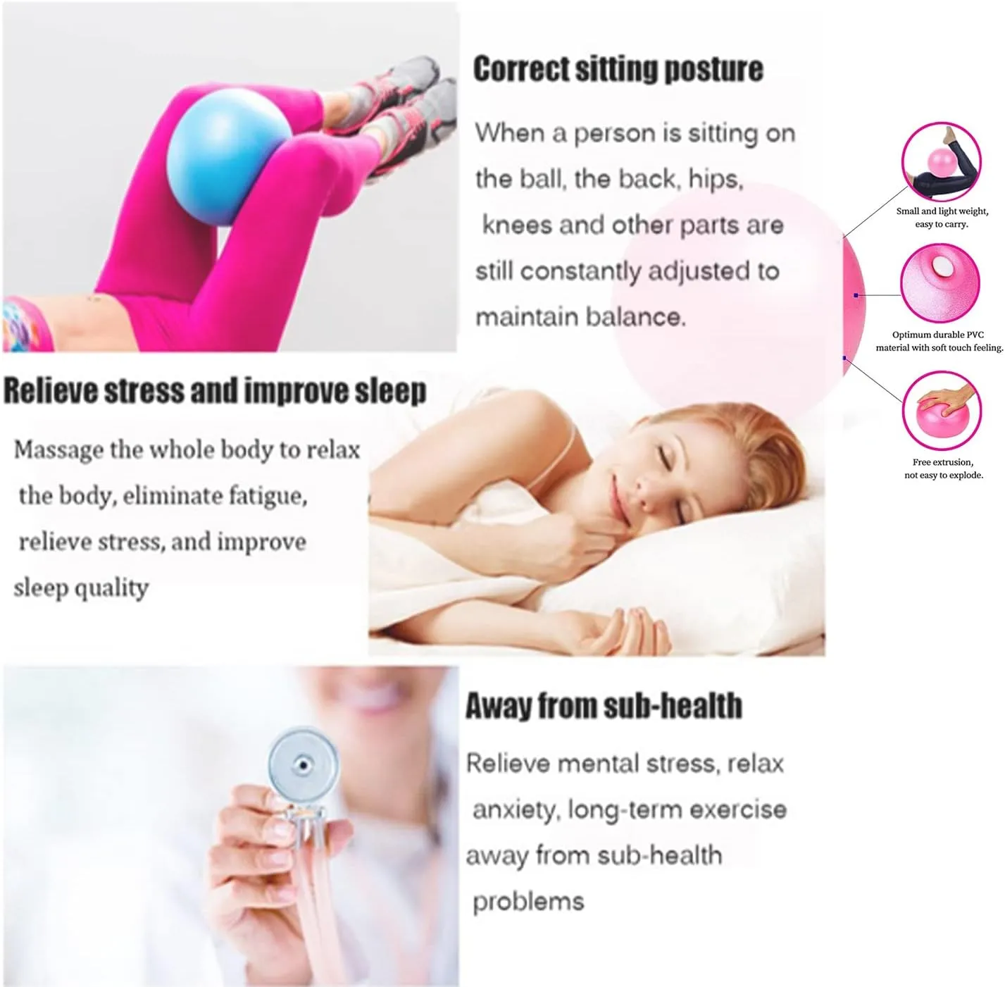 2 Pcs Pilates Exercise Ball Mini 6 Inch Yoga Ball with Pump,Small Barre for Workout Fitness Balance Physical Therapy,Improve Stability Core Training Anti Burst Balls for Home