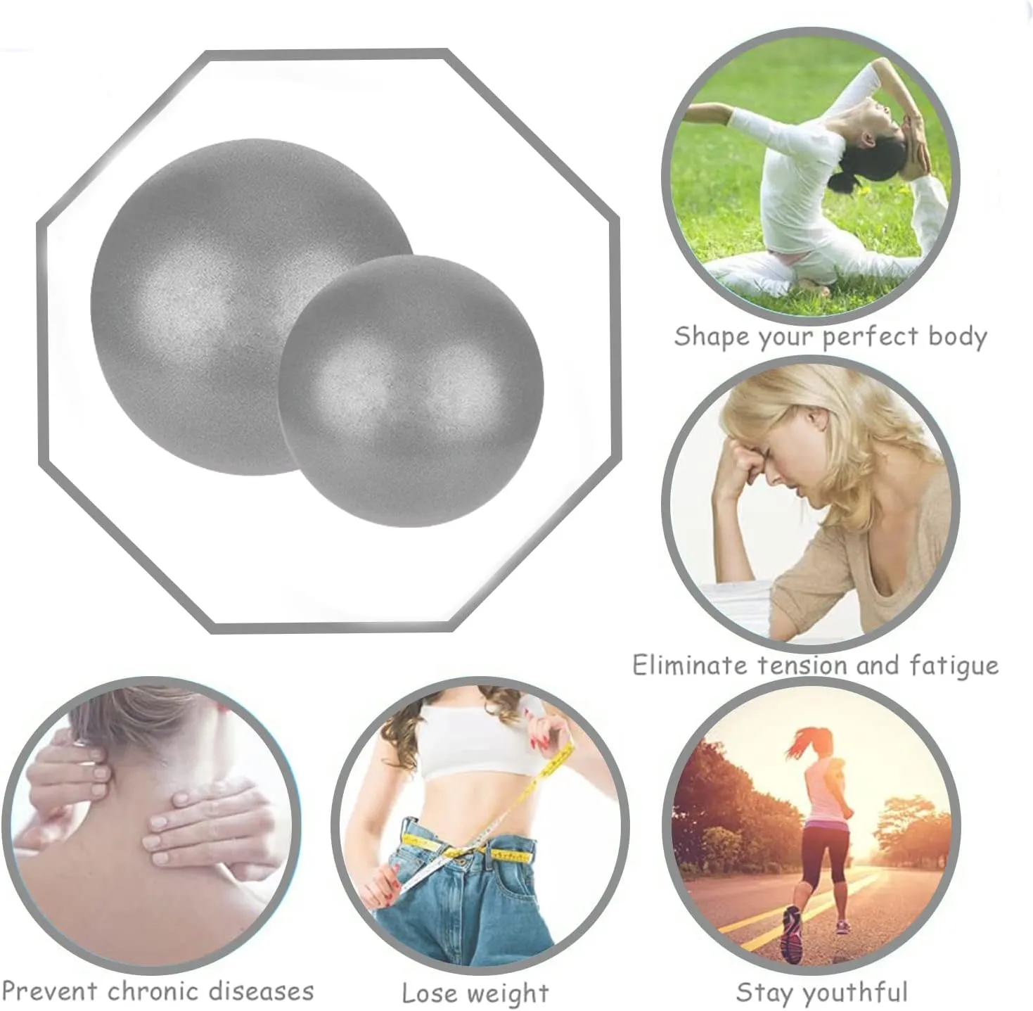 2 Pcs Pilates Exercise Ball Mini 6 Inch Yoga Ball with Pump,Small Barre for Workout Fitness Balance Physical Therapy,Improve Stability Core Training Anti Burst Balls for Home