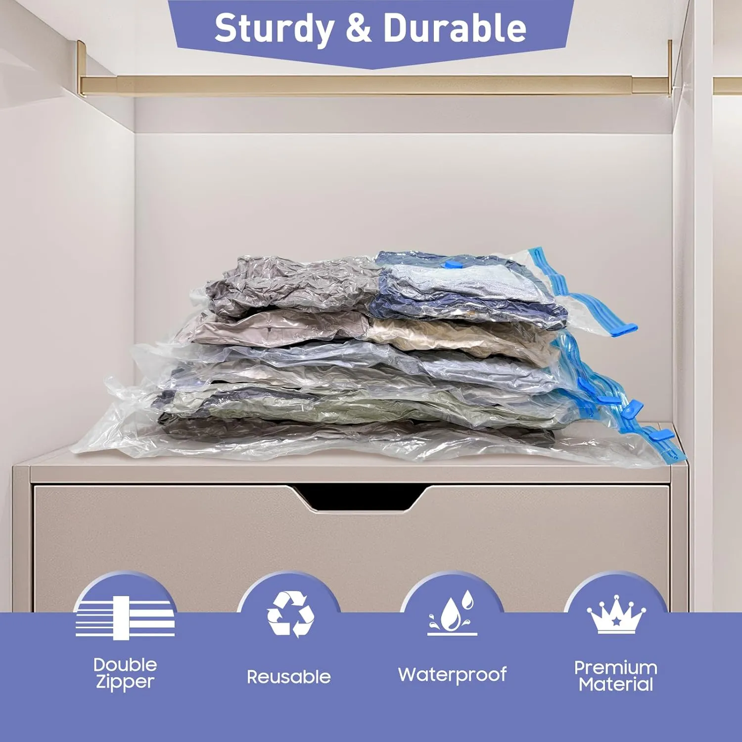 20 Pack Vacuum Storage Bags with Hand Pump, 4 Jumbo/4 Large/4 Medium/8 Small 80% Storage Space Saving, Sturdy Leak-Free Space Saver Vacuum Seal Bags for Clothing, Vacuum Compression Bags for Travel