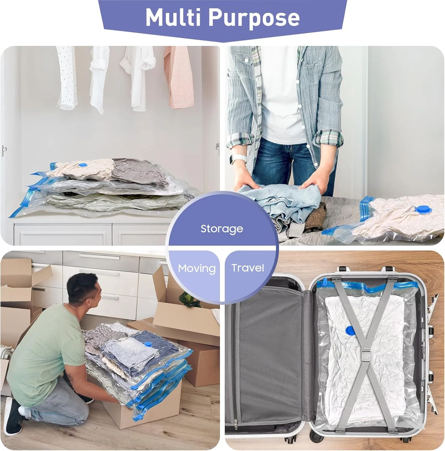 20 Pack Vacuum Storage Bags with Hand Pump, 4 Jumbo/4 Large/4 Medium/8 Small 80% Storage Space Saving, Sturdy Leak-Free Space Saver Vacuum Seal Bags for Clothing, Vacuum Compression Bags for Travel