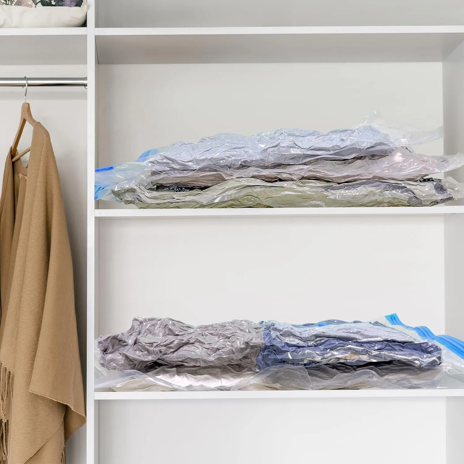 20 Pack Vacuum Storage Bags with Hand Pump, 4 Jumbo/4 Large/4 Medium/8 Small 80% Storage Space Saving, Sturdy Leak-Free Space Saver Vacuum Seal Bags for Clothing, Vacuum Compression Bags for Travel