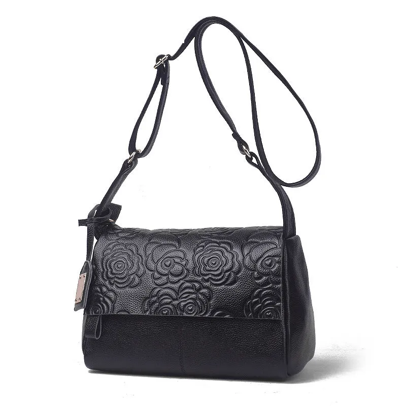 2025 The new  trendy Korean version of genuine leather women's bags, cowhide simple oblique span bags, versatile shoulder printed bags, Guangzhou wholesale