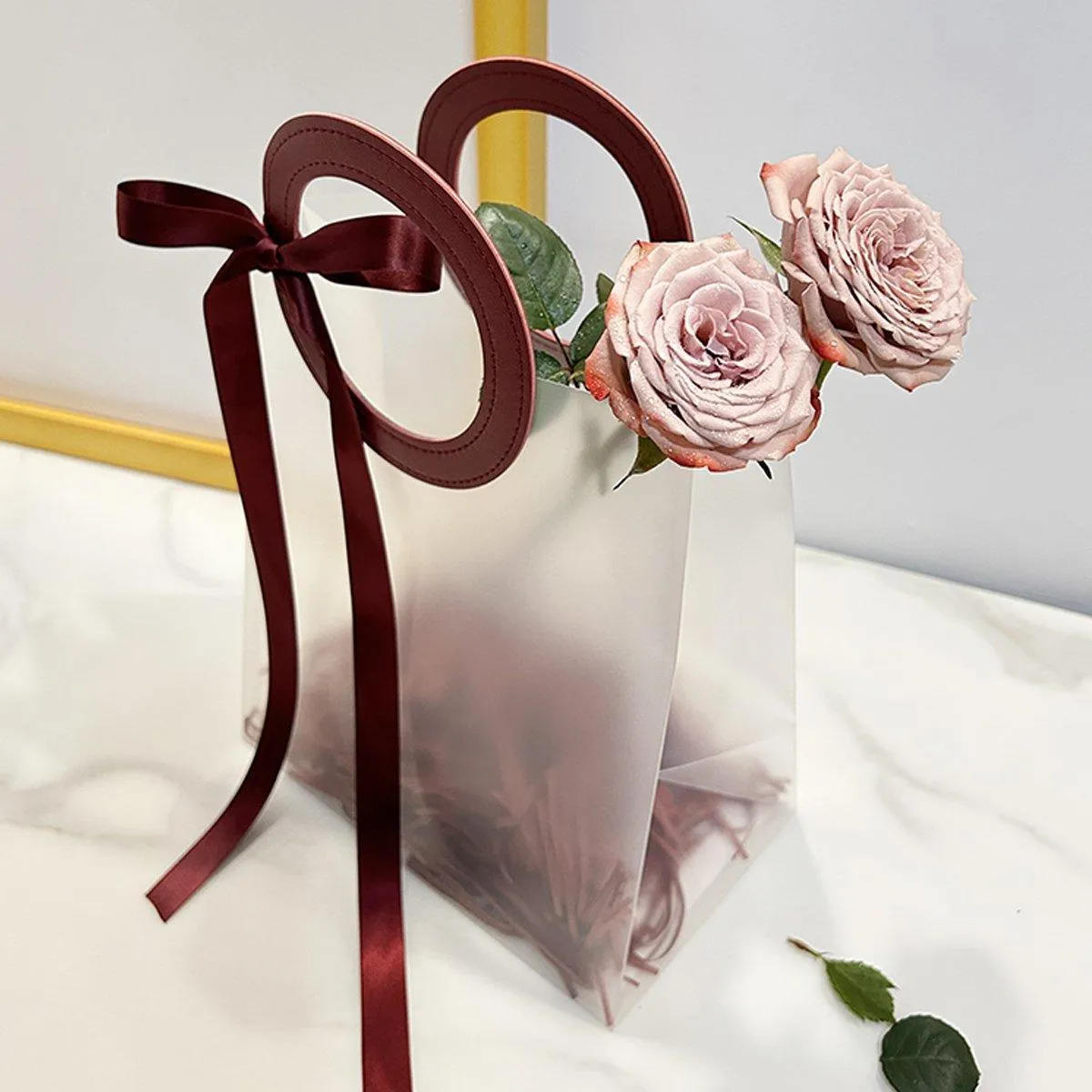 20PCS PP Frosted Gift Bags Plastic Transparent Wedding Tote Birthday Packaging