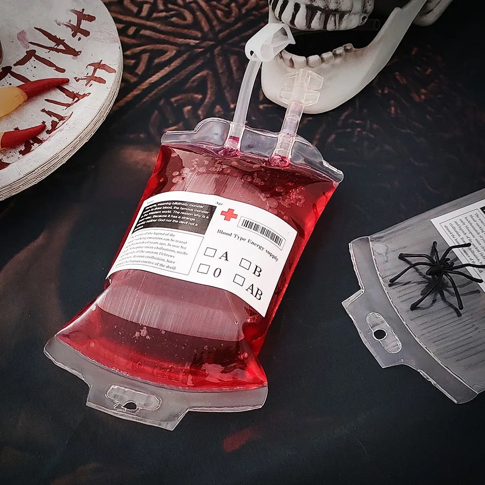 2/4Pcs Clear Halloween Blood Bags 400ml PVC Food Grade Drink Bag Halloween Party Decor Horror Props Cosplay Vampire Blood Pouch