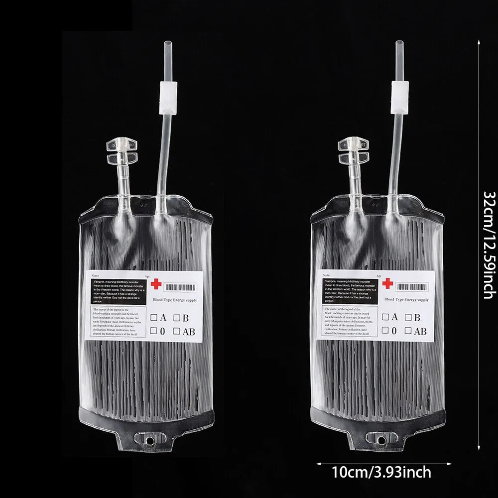 2/4Pcs Clear Halloween Blood Bags 400ml PVC Food Grade Drink Bag Halloween Party Decor Horror Props Cosplay Vampire Blood Pouch