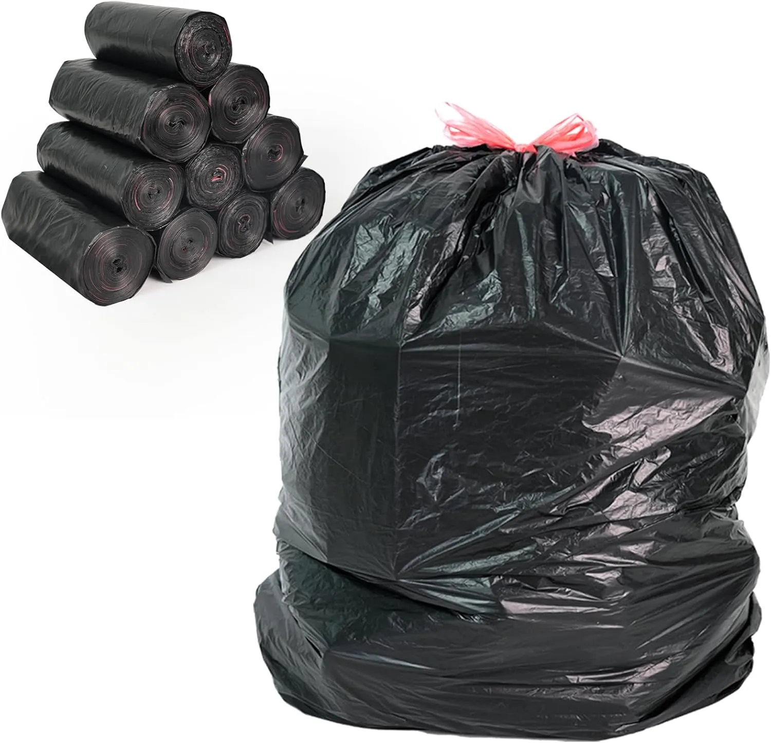 250 Count 4 Gallon small trash bags Bathroom kitchen bathroom garbage bags with drawstring Ultra Strong Thick Plastic trash can liners for Office Bedroom Unscented 4Gallon (Black,250 Count)