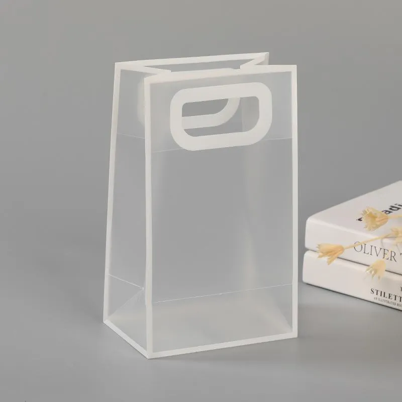 25pcs Transparent Frosted PVC Tote Bags Clear Plastic Gift and Clothing Bags