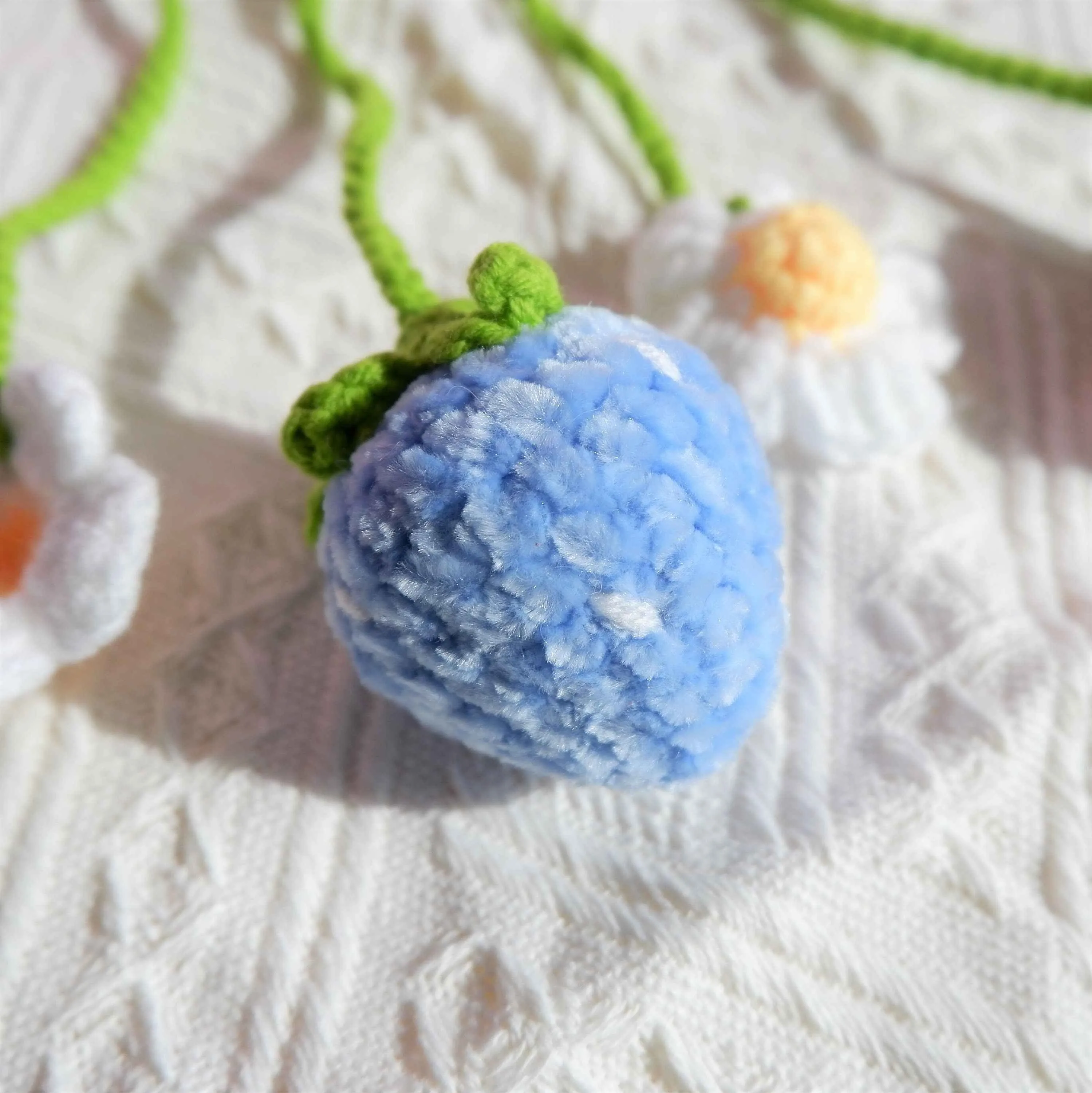 2Pcs Crochet Strawberry Car Mirror Accessory