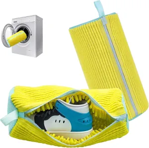 2pcs Shoe Washing Machine Bag, Upgraded Laundry Shoe Bag with YKK Zipper, 360° Clean Shoe Bag for Washing Machine, Reusable Shoe Laundry Bag for All Size Shoes(Yellow)