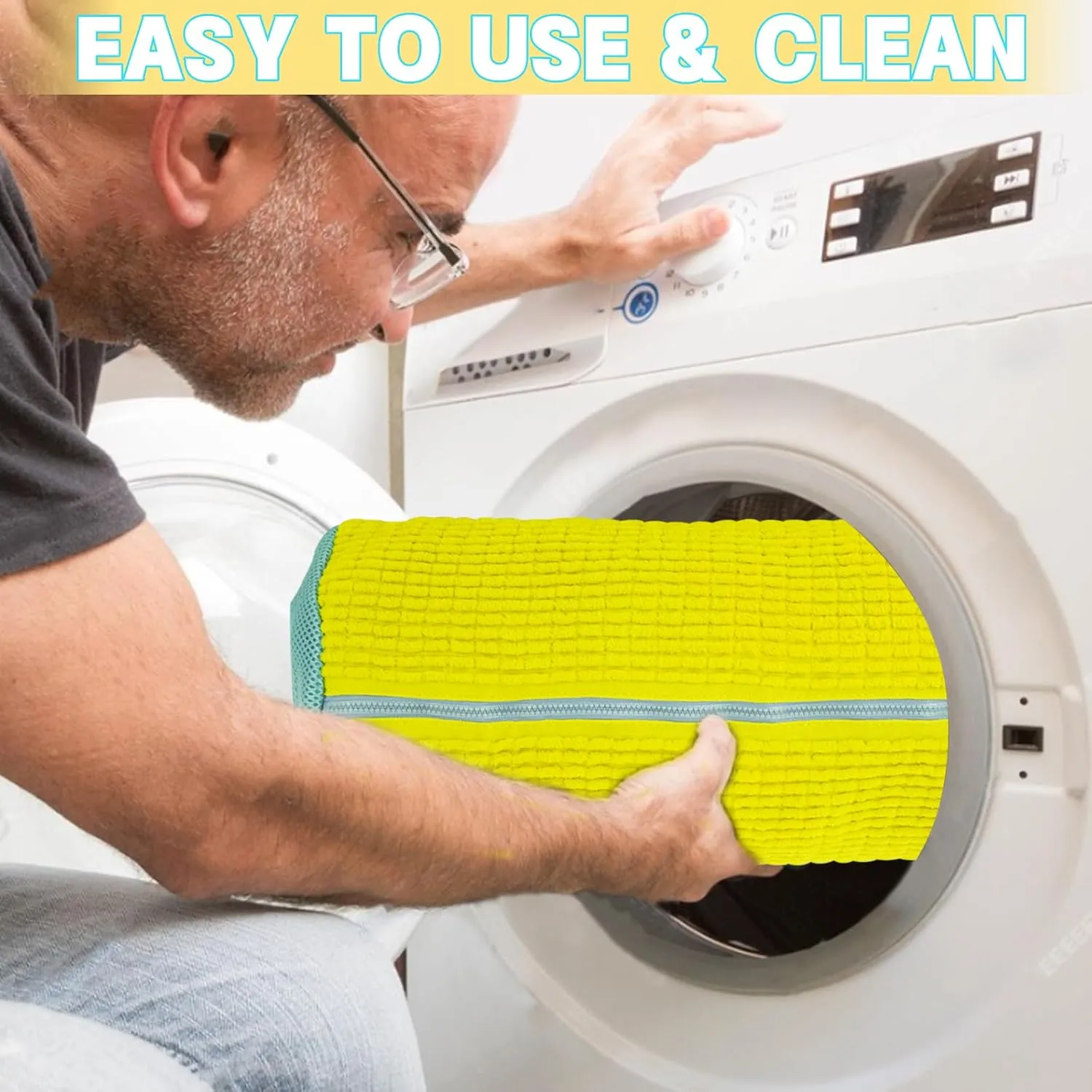 2PCS Shoe Washing Machine Bgs,Laundry Shoe Bags for Washer and Dryer, Reusable and Durable Zipper Sneaker Shoe Washing Bag, Tennis Shoe Cleaning Bag for All Shoe Types (Yellow)