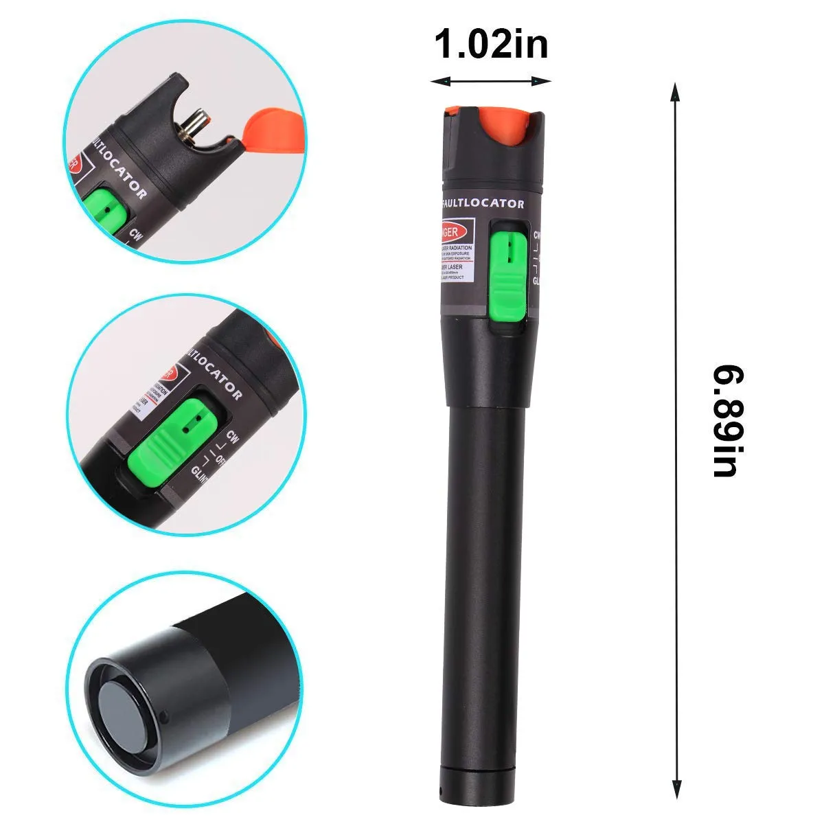 2PCS Visual Fault Locator 50mW, VFL Tester Kit 50KM Range - Includes Single Mode 9/125um FC Male to LC Female Adapter and Red Light Pen for Fiber Optic Cable Network Testing