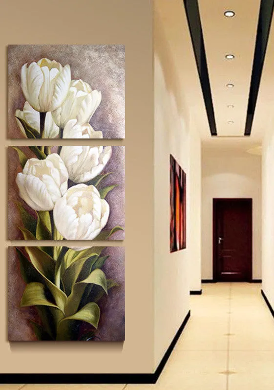 3 Piece Oil painting Living Room Modern Wall Painting Flower Decorative Wall Art Painting Pictures Print On Canvas(No Frame)