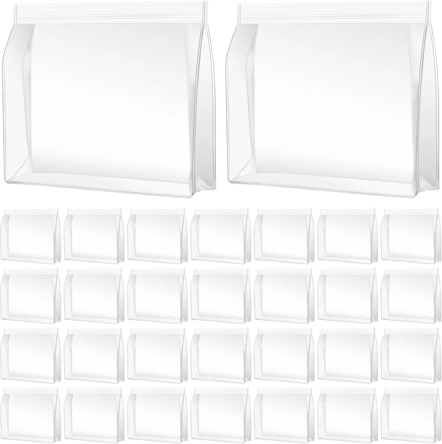 30 Pack Mini Clear Makeup Bag Organizer Cosmetic Zipper Pouch TSA Approved Small Travel Pouches for Toiletries Transparent EVA Reusable Waterproof Plastic Clear Gift Bags Bulk, Frosted, 8” x 6” x 2”