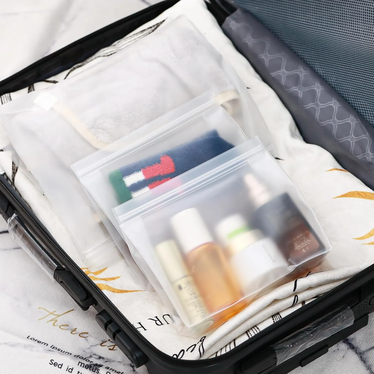 30 Pack Mini Clear Makeup Bag Organizer Cosmetic Zipper Pouch TSA Approved Small Travel Pouches for Toiletries Transparent EVA Reusable Waterproof Plastic Clear Gift Bags Bulk, Frosted, 8” x 6” x 2”