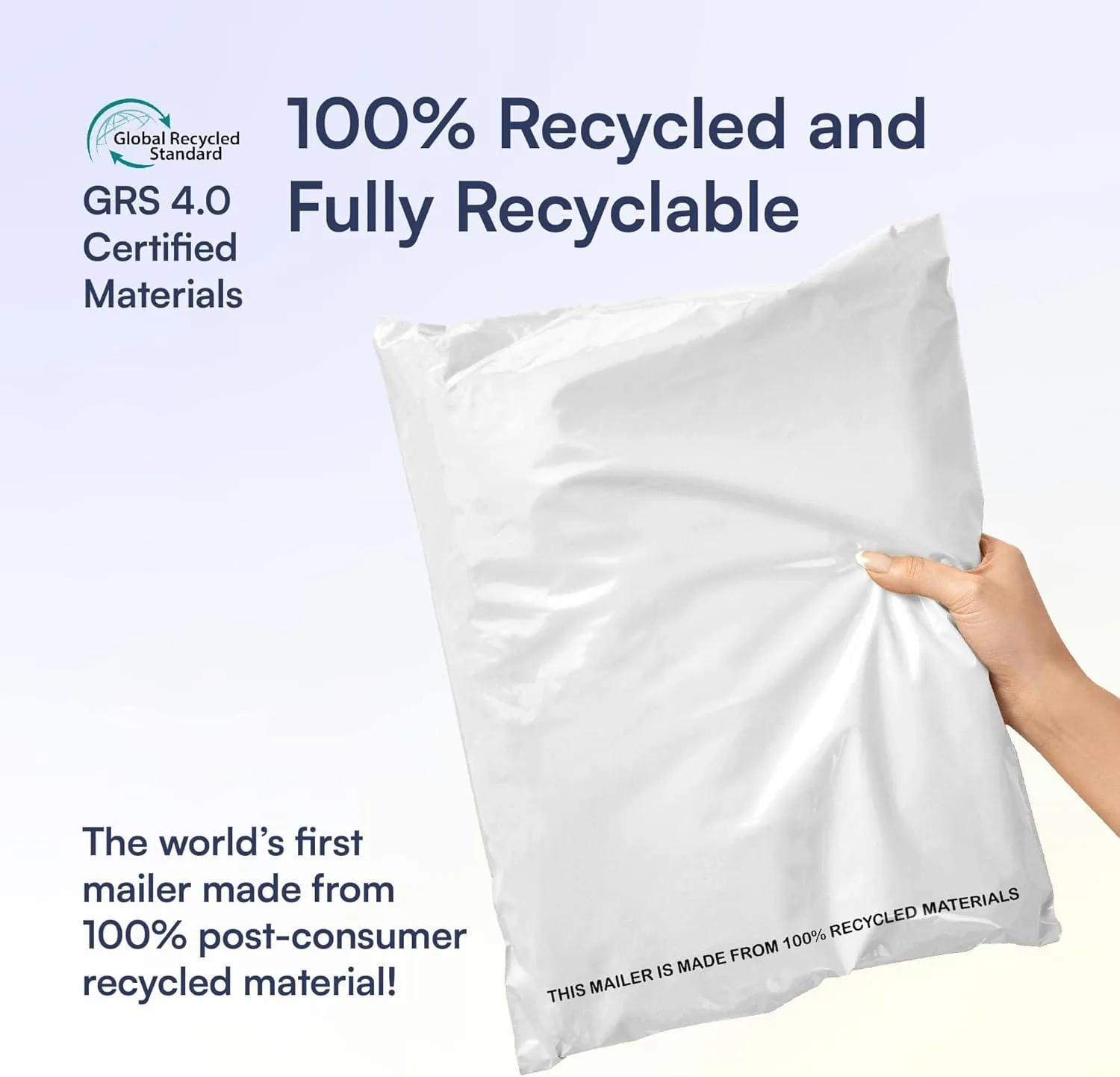 300 Count, 10x13 inch 100% Recycled Poly Mailers Eco Friendly Packaging Envelopes Supplies Mailing Bags 2.5 Mil Thick - SMART Mailer