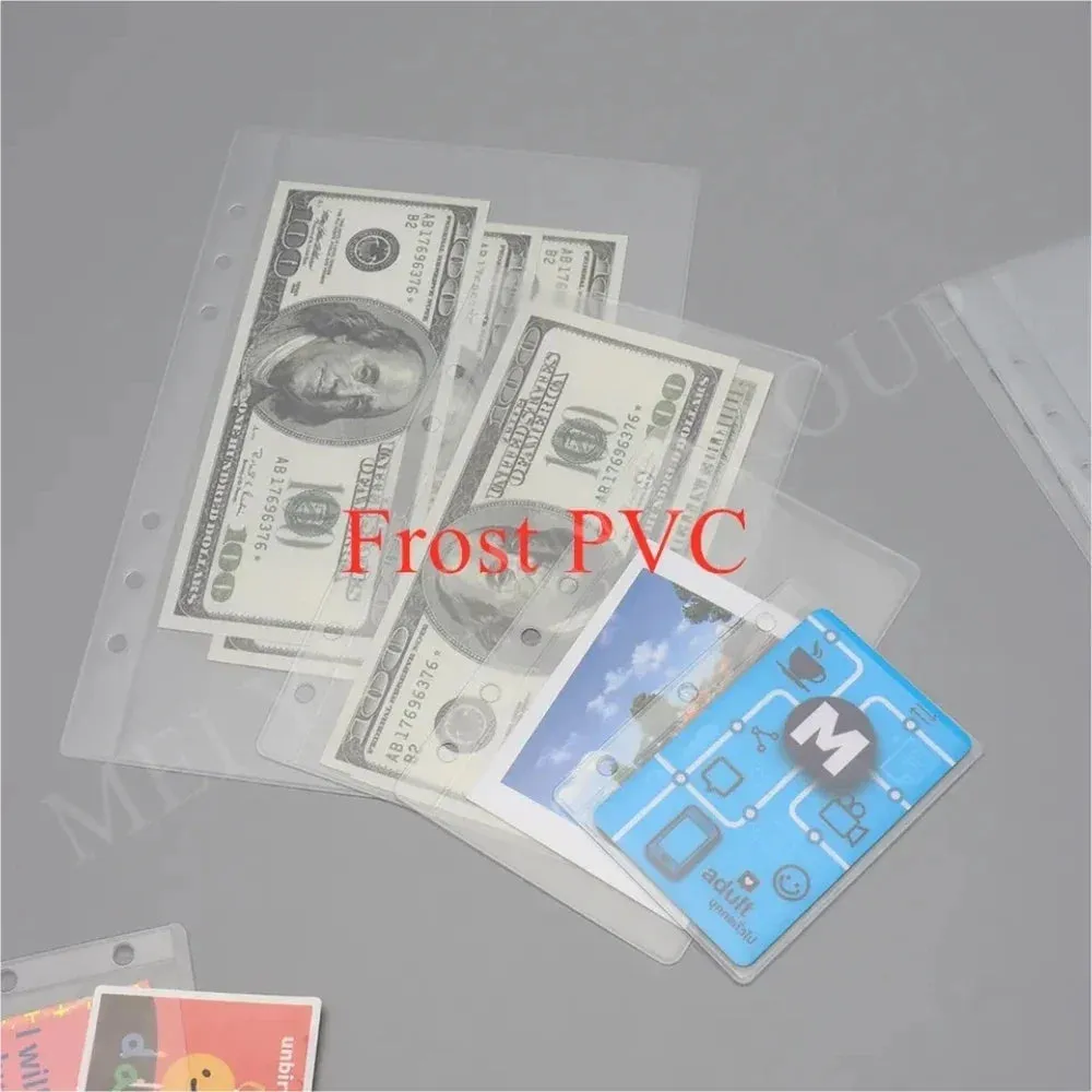 30pcs Budget Binder Top Loading Clear Frost PVC Envelope Pouch Zipless Loose Leaf Binder Pocket A5 A6 A7 Binder Envelope Refills